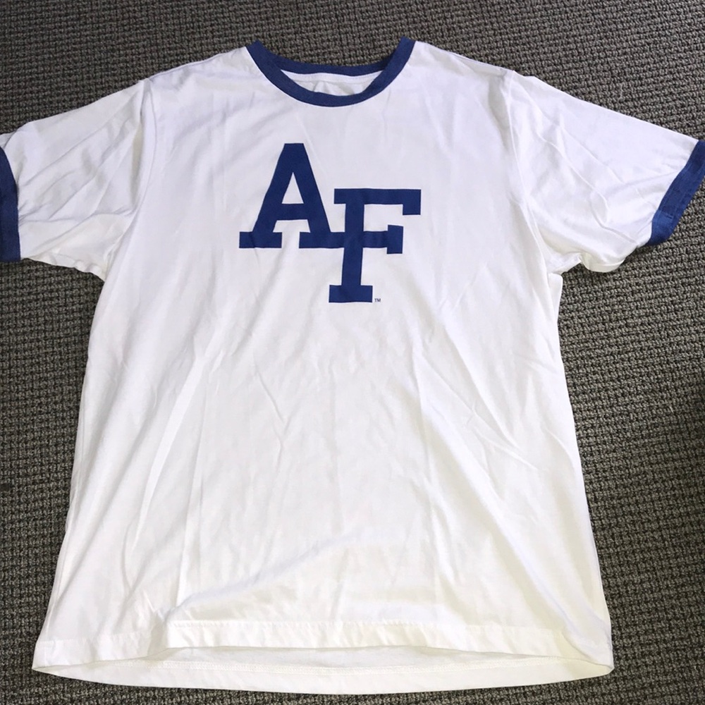 Air Force Colosseum White Ringer Tee with‎ Blue AF Logo